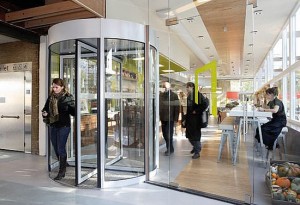Eco Tech Rotating door harvests kinetic energy of people passing through