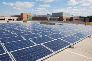 Solar panels at AstraZeneca's Wilmington, DE Campus